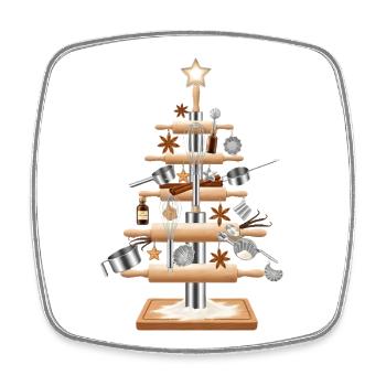 Arbre de cuisine fait d’outils de cuisson - Magnet carré - blanc - Devant