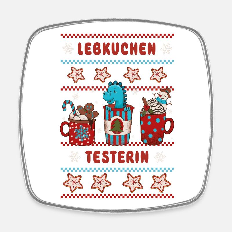 Gingerbread Tester - Christmas with Dino - Square fridge magnet - white