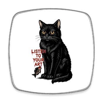 Chat Noir | Écoutez votre art - Magnet carré - blanc - Devant
