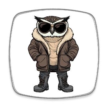 Owl Cool Winter - Square fridge magnet - white - Front
