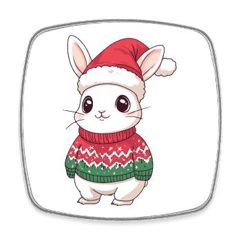 Lapin de Noël - Magnet carré - blanc - Devant