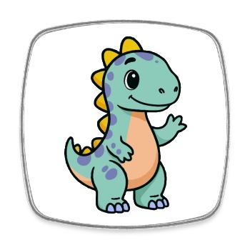 Kleiner Dino-Kuschel - Viereckiger Kühlschrankmagnet - Weiß - Vorne
