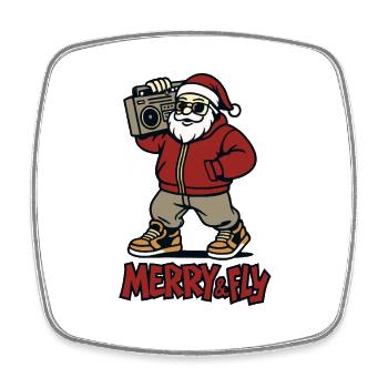 Weihnachtsmann Streetwear Ghettoblaster Hip-Hop - Viereckiger Kühlschrankmagnet - Weiß - Vorne