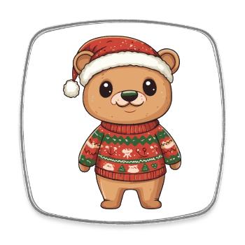 Noël de l’ours - Magnet carré - blanc - Devant