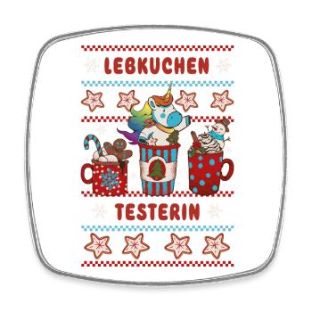 Gingerbread Tester with Unicorn Christmas - Square fridge magnet - white - Front
