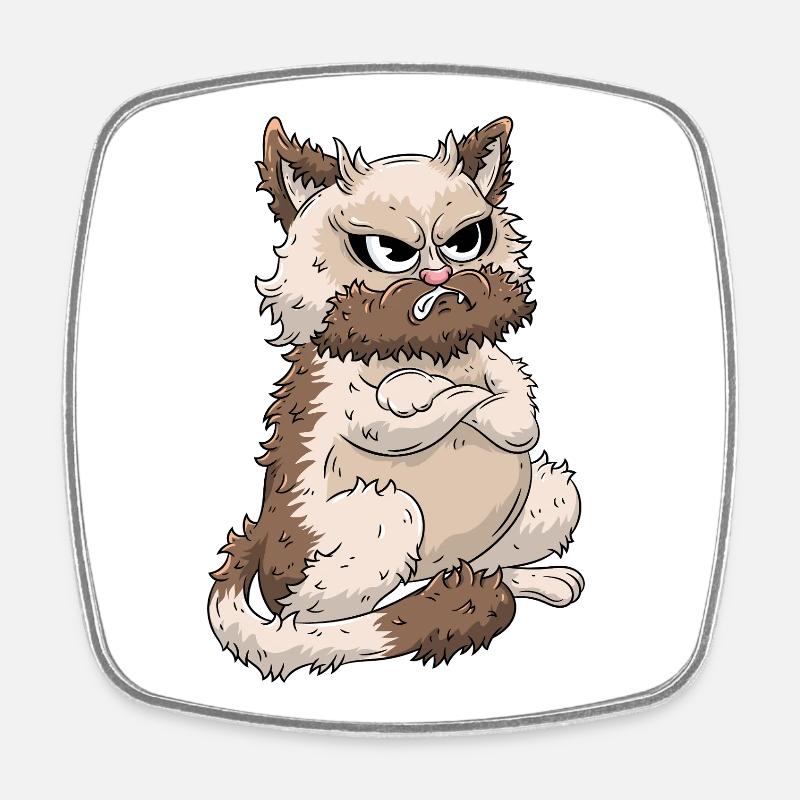 mürrische Katze - Magnet carré - blanc
