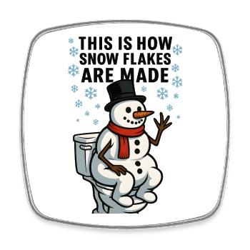Les flocons de neige sont faits Toilette bonhomme de neige - Magnet carré - blanc - Devant