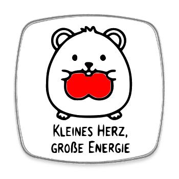 Hamster Spruch | Kleines Herz, große Energie - Viereckiger Kühlschrankmagnet - Weiß - Vorne