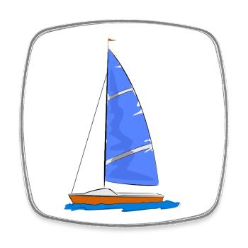 Segelboot blaues Segel - Viereckiger Kühlschrankmagnet - Weiß - Vorne
