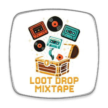 LOOT DROP MIXTAPE Retro Gaming K7 Vinyl - Square fridge magnet - white - Front