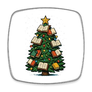 Bücherbaum Weihnachtsschmuck Weihnachtsbaum - Viereckiger Kühlschrankmagnet - Weiß - Vorne