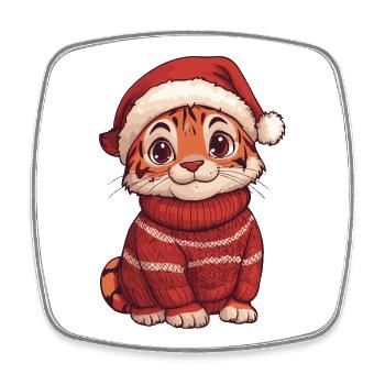 Tiger Christmas - Square fridge magnet - white - Front