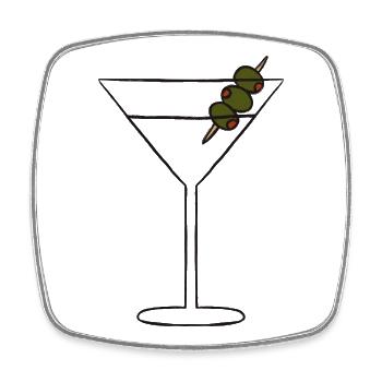 Silhouette de Martini en brochette d’olive - Magnet carré - blanc - Devant