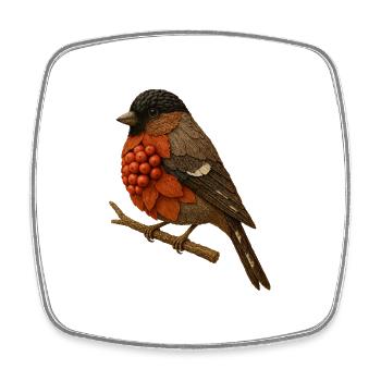 Gimpel Illustration im Naturdesign (Dompfaff) - Viereckiger Kühlschrankmagnet - Weiß - Vorne