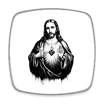 Heart of Jesus Light Sign - Square fridge magnet - white - Front