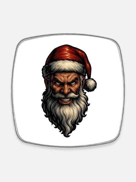 Düsterer Weihnachtsmann Fratze - Viereckiger Kühlschrankmagnet - Weiß