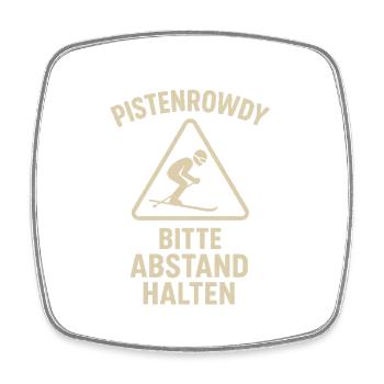 Pistenrowdy Keep your distance Skiing Piste funny - Square fridge magnet - white - Front