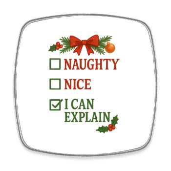 Christmas design naughty I can explain it - Square fridge magnet - white - Front