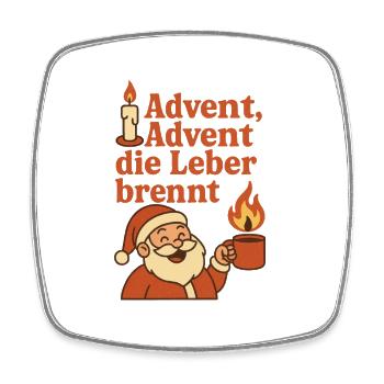 Advent Weihnachtsmann Leber Brennt Witzig Glühwein - Viereckiger Kühlschrankmagnet - Weiß - Vorne