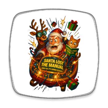 Santa Claus loses the manual - Square fridge magnet - white - Front