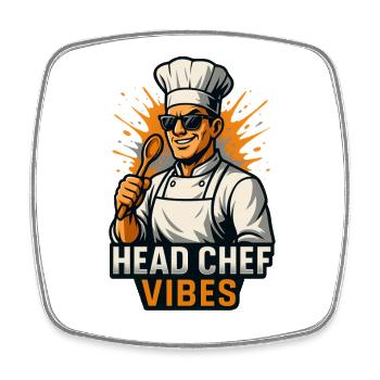 Head Chef Vibes – Chemise de chef cool - Magnet carré - blanc - Devant
