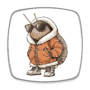 Schnecke Cool Winter - Viereckiger Kühlschrankmagnet - Weiß - Vorne