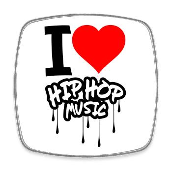 I Love Hip Hop Music - Viereckiger Kühlschrankmagnet - Weiß - Vorne
