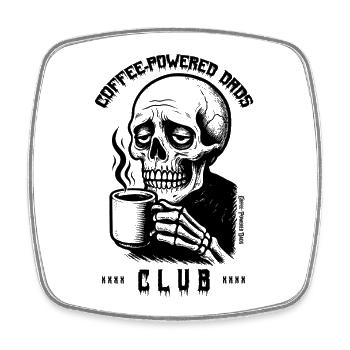 Coffee-Powerd Dads Club Lustiges Geschenk für Papa - Viereckiger Kühlschrankmagnet - Weiß - Vorne