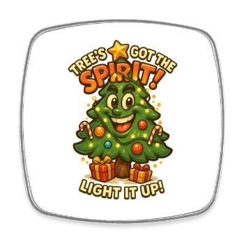 Tree's Got The Spirit – Funny Christmas Tree - Square fridge magnet - white - Front