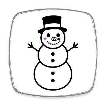 Naughty Snowman with Top Hat | Winter - Square fridge magnet - white - Front