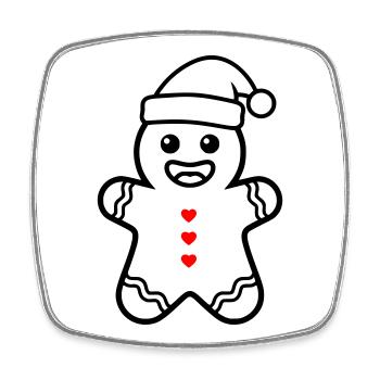 Bonhomme en pain d’épices sucré | Noël avec le cœur - Magnet carré - blanc - Devant