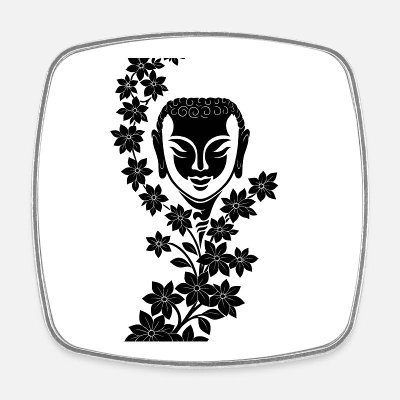 Buddha with Flower Wreath -- Soul - Square fridge magnet - white