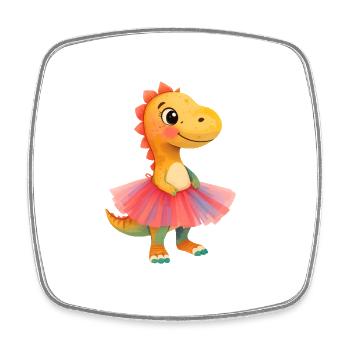 Dino Ballerina im Tutu - Viereckiger Kühlschrankmagnet - Weiß - Vorne