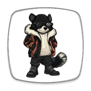 Skunk Hiver frais - Magnet carré - blanc - Devant