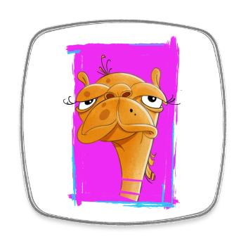 Neon Camel Caricature on Pink Background - Square fridge magnet - white - Front