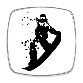 Planche à neige - Magnet carré - blanc - Devant