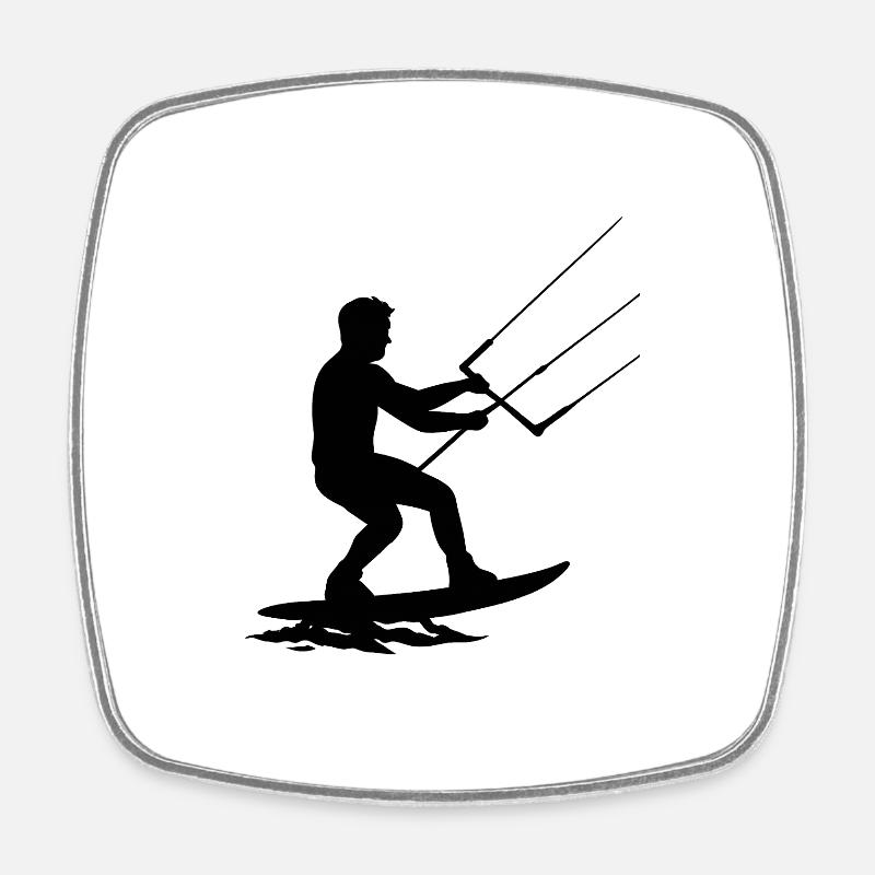 Cool Kitesurfer in Action – Dynamic Silhouette - Square fridge magnet - white