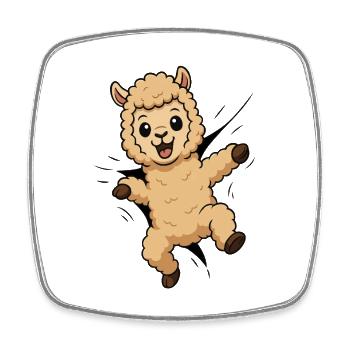 Cute Comic Alpaca – Kids & Animal Lovers - Square fridge magnet - white - Front