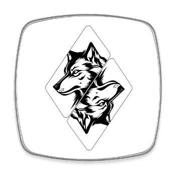 Tête de loup - Magnet carré - blanc - Devant