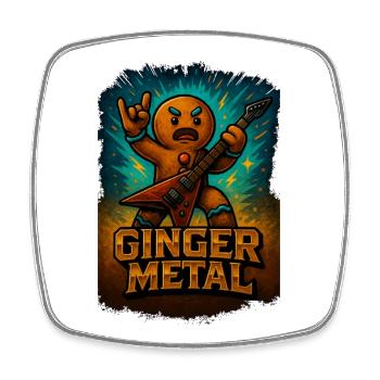 Ginger Metal – Funny Christmas Design Metal Fan - Square fridge magnet - white - Front