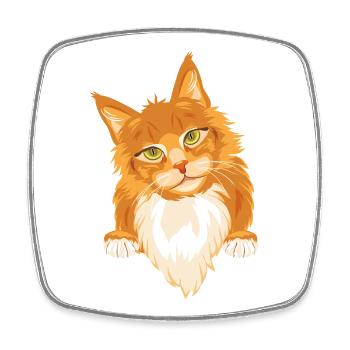 Shy cute ginger cat - Square fridge magnet - white - Front