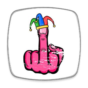Middle Finger Stingerfinger Carnival - Square fridge magnet - white - Front