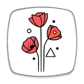 Poppy-Poppies-Minimalist-Line-Art-4 - Square fridge magnet - white - Front