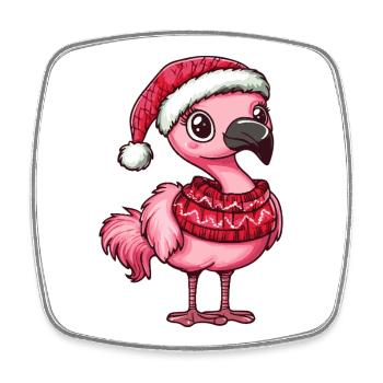 Noël flamant rose - Magnet carré - blanc - Devant