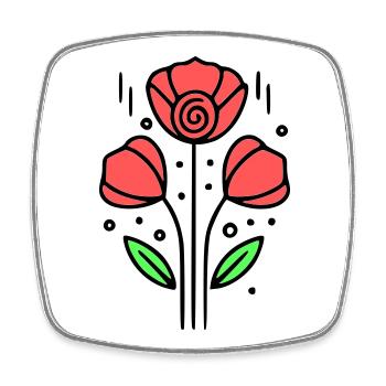 Poppy Poppies Minimalist Line Art 10 - Square fridge magnet - white - Front
