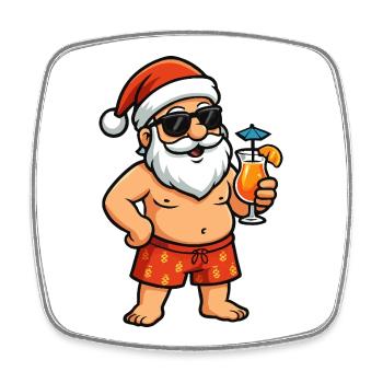 Strand-Santa Cocktail - Viereckiger Kühlschrankmagnet - Weiß - Vorne