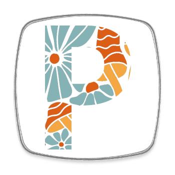 Buchstabe p groovige Blumen Geschenkidee - Viereckiger Kühlschrankmagnet - Weiß - Vorne