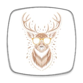 Deer with antlers and sunglasses - Square fridge magnet - white - Front