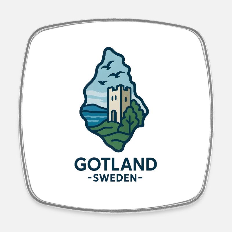 Gotland Visby Castle on the coast - Square fridge magnet - white