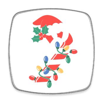 Zuckerstangen-Weihnachtsbeleuchtung - Viereckiger Kühlschrankmagnet - Weiß - Vorne